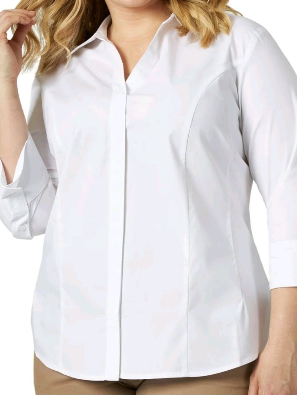 Riders by Lee No-Gap Easy Care 3/4 Sleeve Shirt White 2X